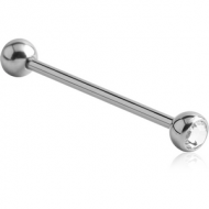 SURGICAL STEEL FLAT STONE DOUBLE JEWELLED BARBELL