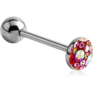 SURGICAL STEEL CRYSTALINE JEWELLED FLAT BARBELL