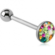 SURGICAL STEEL CRYSTALINE JEWELLED FLAT BARBELL