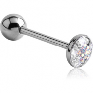 SURGICAL STEEL CRYSTALINE STAR JEWELLED FLAT BARBELL PIERCING
