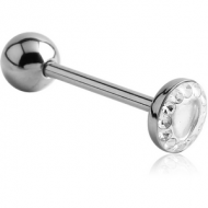 SURGICAL STEEL CRYSTALINE HEART JEWELLED FLAT BARBELL PIERCING