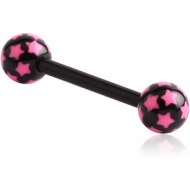 UV ACRYLIC FLEXIBLE BARBELL WITH PRINTED HEARTS BALL