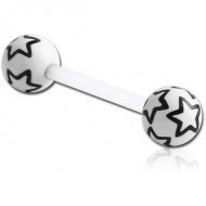 UV ACRYLIC FLEXIBLE BARBELL WITH PRINTED HEARTS BALL