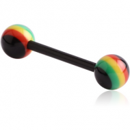 UV ACRYLIC FLEXIBLE BARBELL WITH RASTA BALL