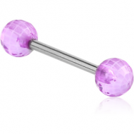 SURGICAL STEEL BARBELL WITH ACRYLIC FACETED BALL PIERCING