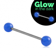 SURGICAL STEEL BARBELL WITH GLOW IN THE DARK BALL PIERCING