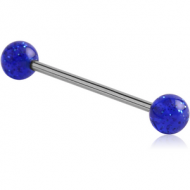 SURGICAL STEEL BARBELL WITH UV GLITTERING BALL PIERCING