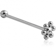 SURGICAL STEEL SWAROVSKI CRYSTAL JEWELLED FLOWER BALL BARBELL PIERCING