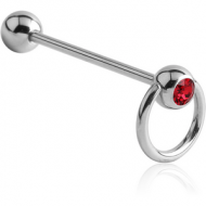 SURGICAL STEEL JEWELLED SLAVE BARBELL PIERCING