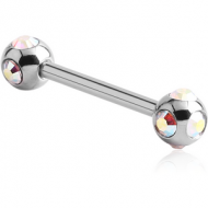 SURGICAL STEEL BARBELL WITH MULTI JEWELLED BALL PIERCING
