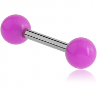 SURGICAL STEEL BARBELL WITH ACRYLIC NEON BALL PIERCING