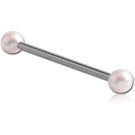 SURGICAL STEEL BARBELL WITH SYNTHETIC PEARLS PIERCING