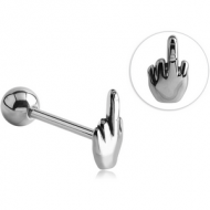 SURGICAL STEEL BARBELL - RAISING FINGER PIERCING