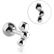 SURGICAL STEEL BARBELL - TRIPLE BALLS