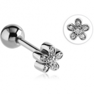 SURGICAL STEEL JEWELLED BARBELL - FLOWER PIERCING