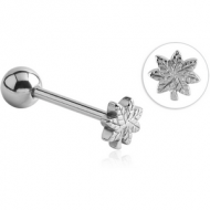 SURGICAL STEEL BARBELL - MARIJUANA LEAF PIERCING