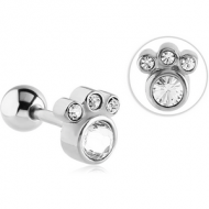 SURGICAL STEEL JEWELLED BARBELL PIERCING