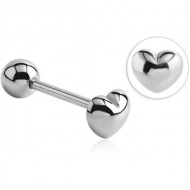 SURGICAL STEEL BARBELL - HEART PIERCING