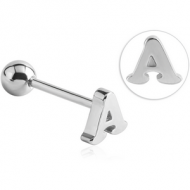 SURGICAL STEEL BARBELL WITH LETTER - A PIERCING