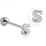 SURGICAL STEEL BARBELL WITH LETTER - S PIERCING
