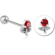 SURGICAL STEEL JEWELLED BARBELL - FLOWER PIERCING