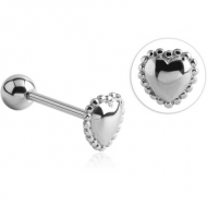 SURGICAL STEEL BARBELL - MILGRAIN HEART PIERCING