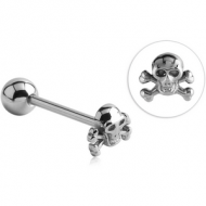 SURGICAL STEEL BARBELL - CROSSBONES SKULL