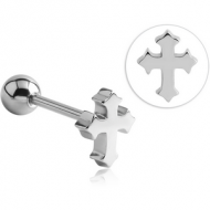 SURGICAL STEEL BARBELL - CROSS PIERCING