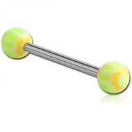 SURGICAL STEEL BARBELL WITH UV WEB BALL PIERCING