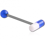 SURGICAL STEEL BARBELL WITH UV ACRYLIC CAPSULE PIERCING