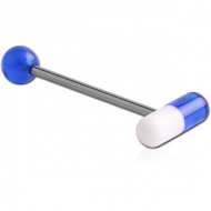 SURGICAL STEEL BARBELL WITH UV ACRYLIC CAPSULE