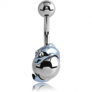 SURGICAL STEEL NAVEL BANANA WITH ANODISED JEWELLED DOLPHIN