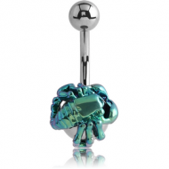 SURGICAL STEEL NAVEL BANANA WITH ANODISED JEWELLED SCORPION