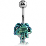 SURGICAL STEEL NAVEL BANANA WITH ANODISED JEWELLED SCORPION PIERCING