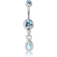 SURGICAL STEEL DOUBLE JEWELLED NAVEL BANANA WITH CHARM PIERCING