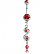 SURGICAL STEEL DOUBLE JEWELLED NAVEL BANANA WITH CHARM