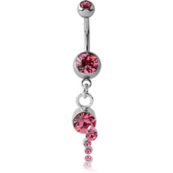 SURGICAL STEEL DOUBLE JEWELLED NAVEL BANANA WITH CHARM PIERCING
