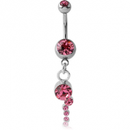 SURGICAL STEEL DOUBLE JEWELLED NAVEL BANANA WITH CHARM