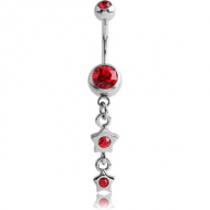SURGICAL STEEL DOUBLE JEWELLED NAVEL BANANA WITH STAR CHARM