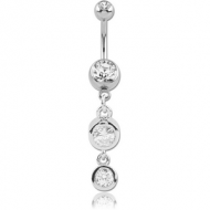 SURGICAL STEEL DOUBLE JEWELLED NAVEL BANANA WITH CHARM PIERCING