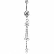 SURGICAL STEEL DOUBLE JEWELLED NAVEL BANANA WITH FLOWER CHARM