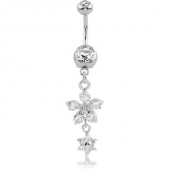 SURGICAL STEEL DOUBLE JEWELLED NAVEL BANANA WITH CHARM PIERCING