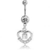 SURGICAL STEEL DOUBLE JEWELLED NAVEL BANANA WITH CHARM PIERCING