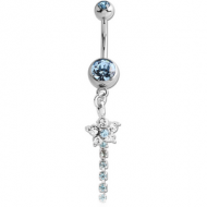 SURGICAL STEEL DOUBLE JEWELLED NAVEL BANANA WITH FLOWER CHARM PIERCING