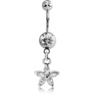 SURGICAL STEEL DOUBLE JEWELLED NAVEL BANANA WITH CLOVER CHARM
