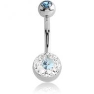 SURGICAL STEEL VALUE CRYSTALINE DOUBLE JEWELED NAVEL BANANA PIERCING
