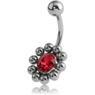 SURGICAL STEEL FLOWER JEWELLED NAVEL BANANA PIERCING