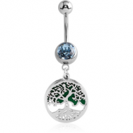 SURGICAL STEEL JEWELLED NAVEL BANANA WITH CHARM PIERCING