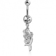 SURGICAL STEEL JEWELLED NAVEL BANANA WITH CHARM - MERMAID PIERCING