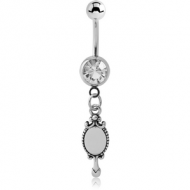 SURGICAL STEEL JEWELLED NAVEL BANANA WITH CHARM - MIRROR PIERCING
